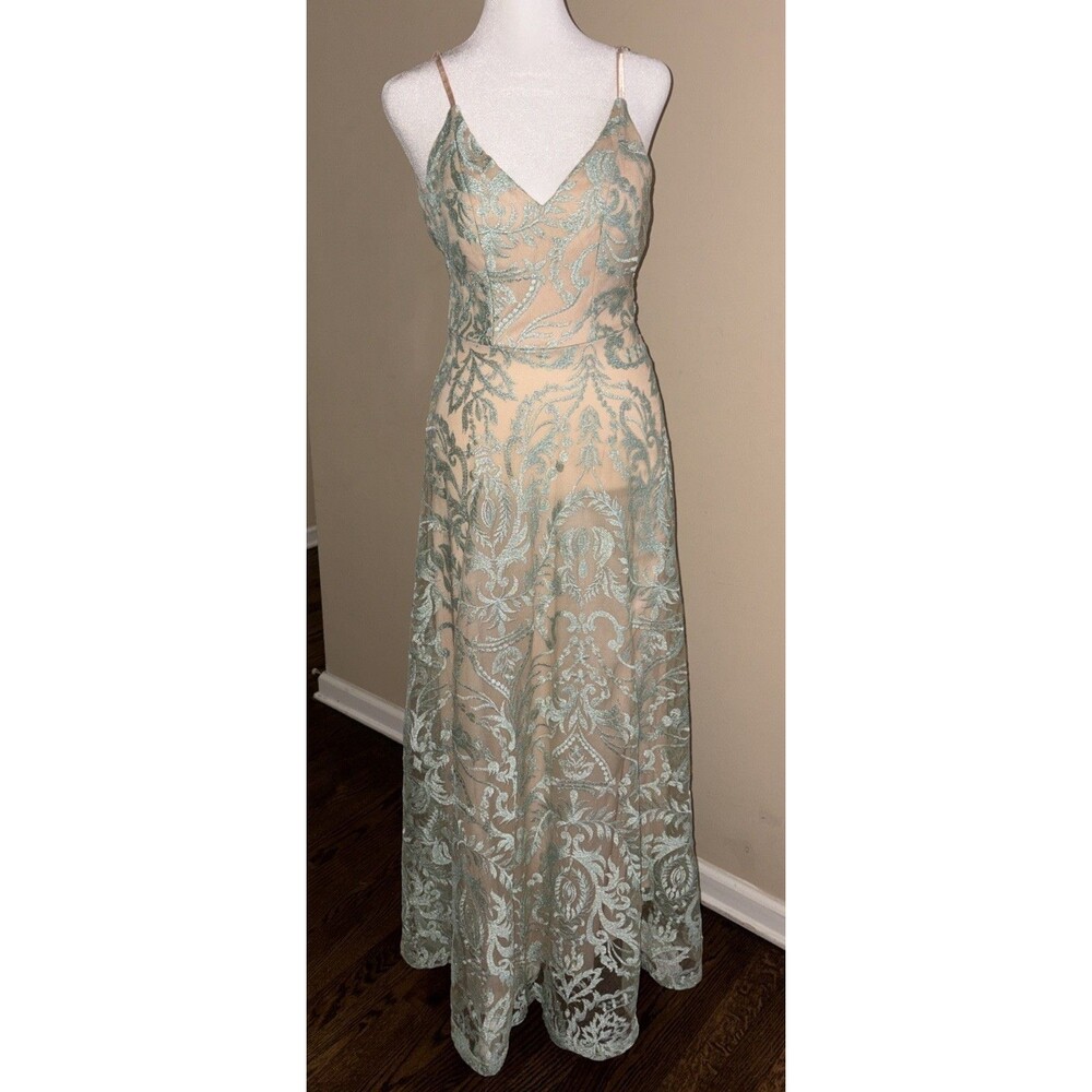Speechless Nude Mint Opulent Embellished Lace Prom Formal Dress Junior 1